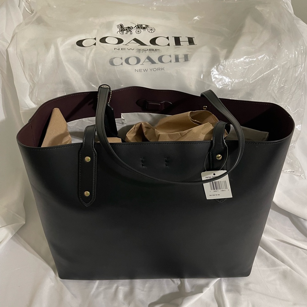 Coach Black Leather Tote Bag